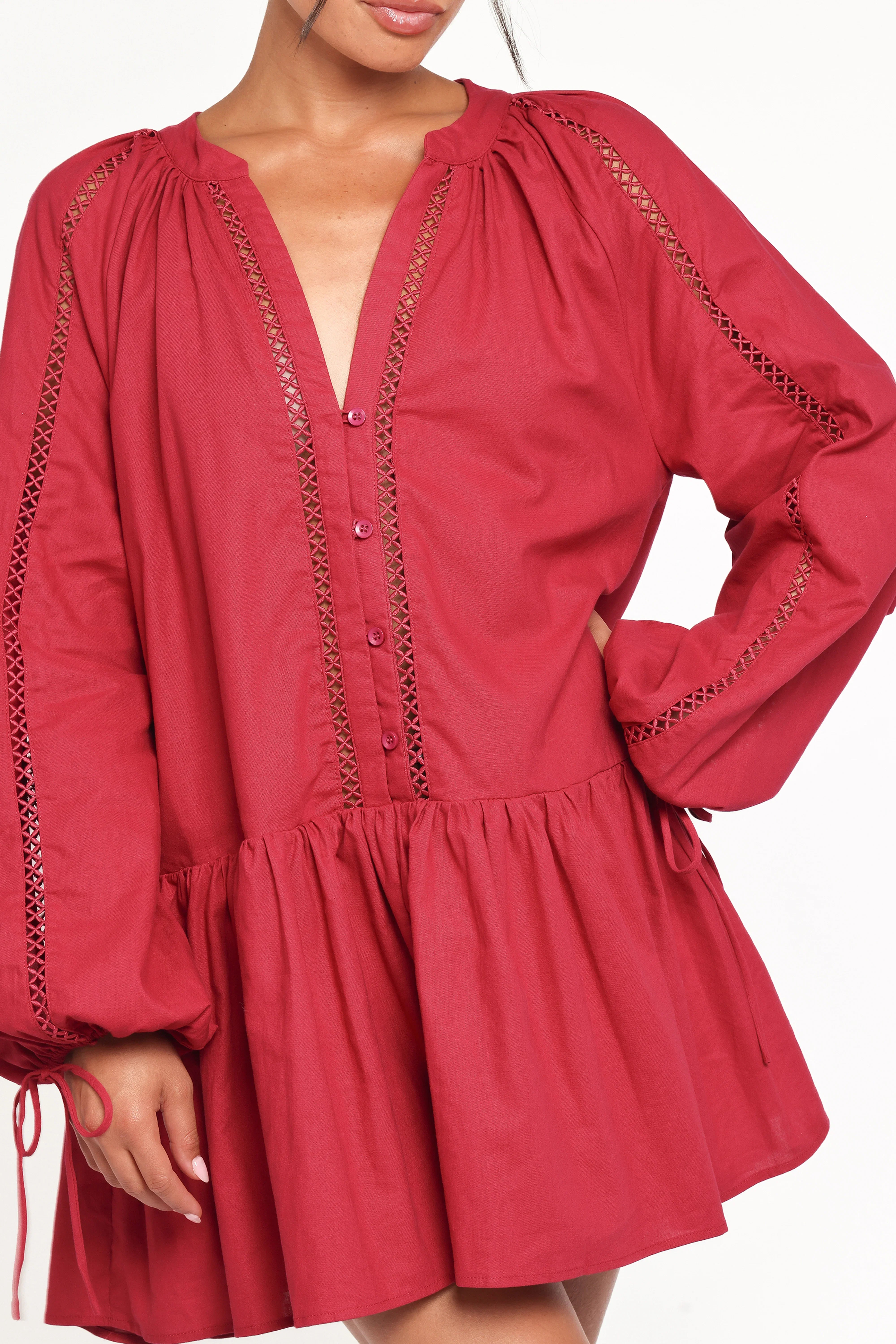 Hart Long Sleeve Mini Dress Wine