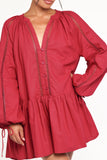 Hart Long Sleeve Mini Dress Wine