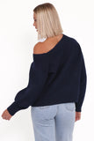 Ailis Off Shoulder Sweater Navy