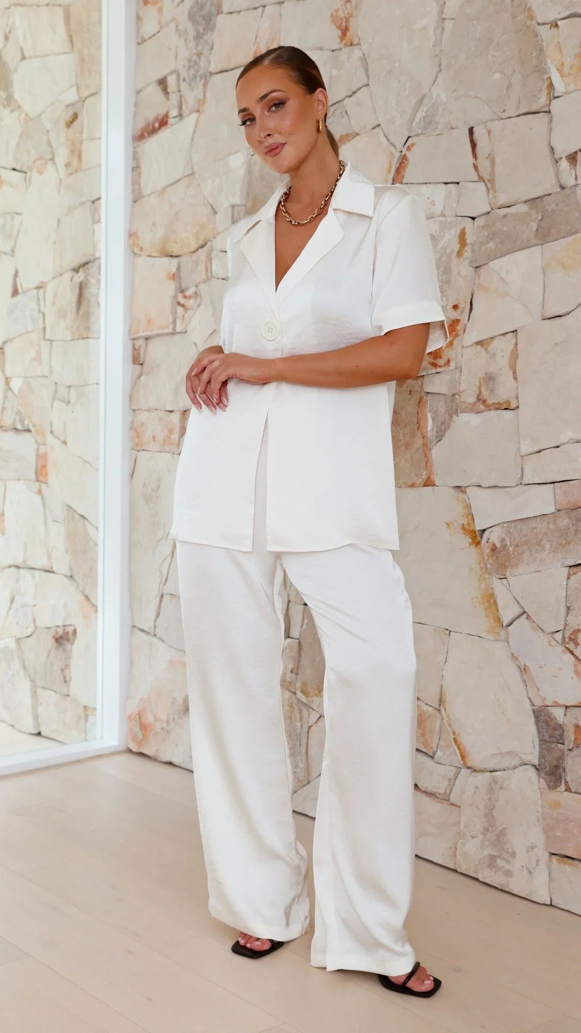 Imogen Button Pants Cream