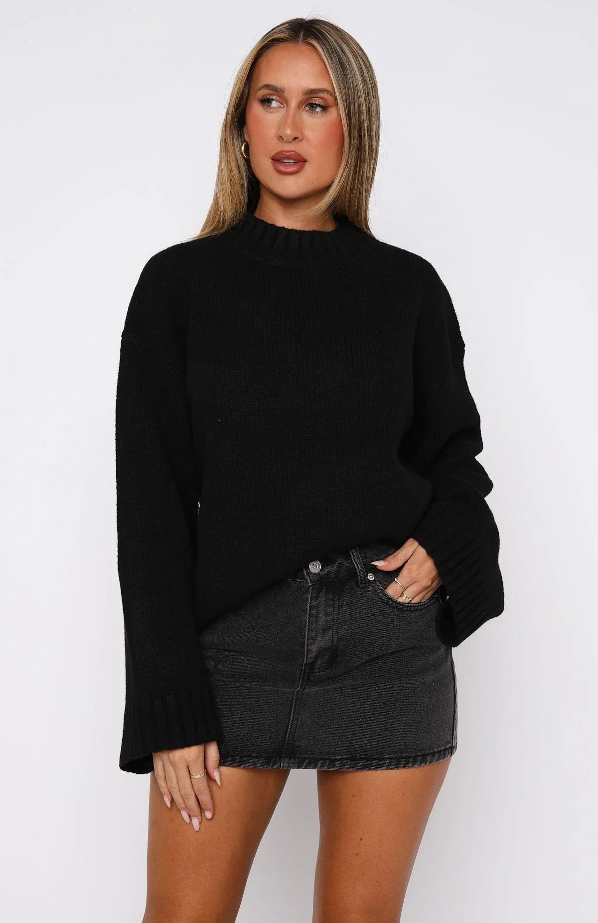 Winters Chill Knit Sweater Black