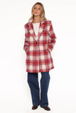 Travistine Long Plaid Coat Pink