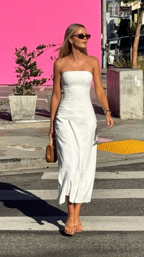 Astrid Strapless Maxi Dress White
