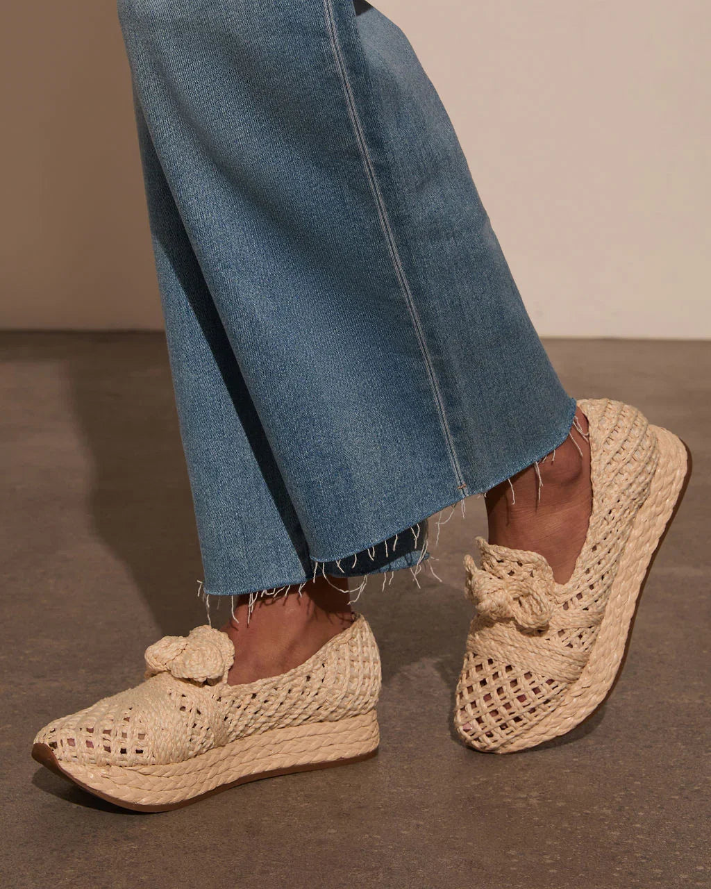 Lyla Straw Platform Bow Sneaker