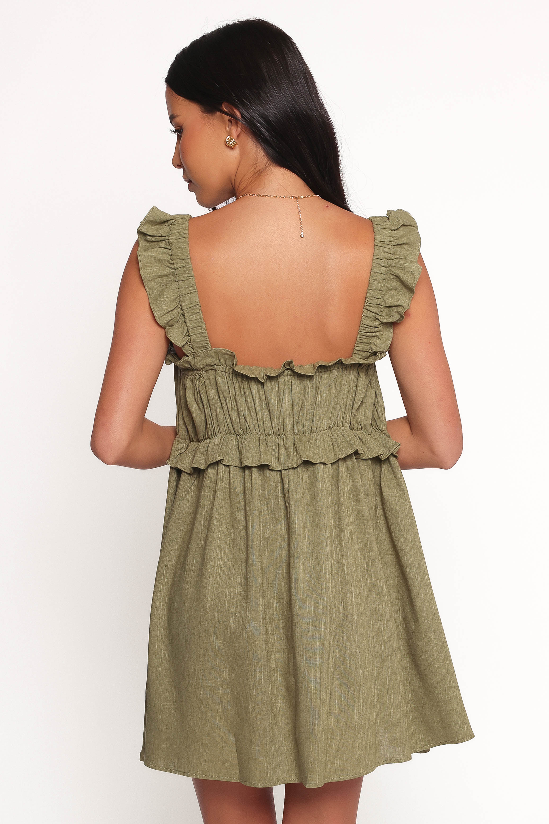 Orion Frill Strap Mini Dress Olive