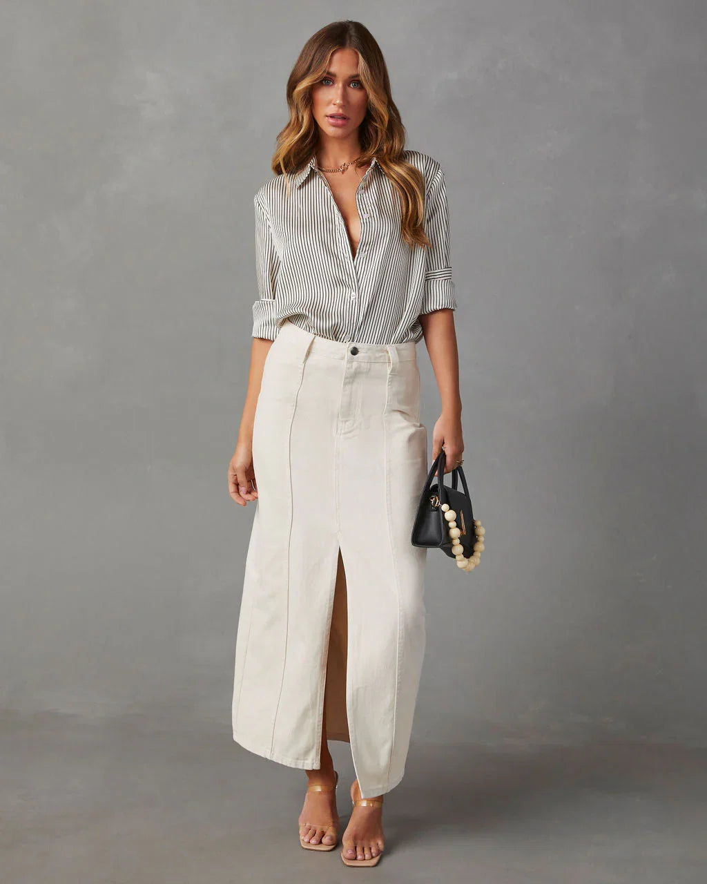 Jessey Striped Oversized Button Down Top
