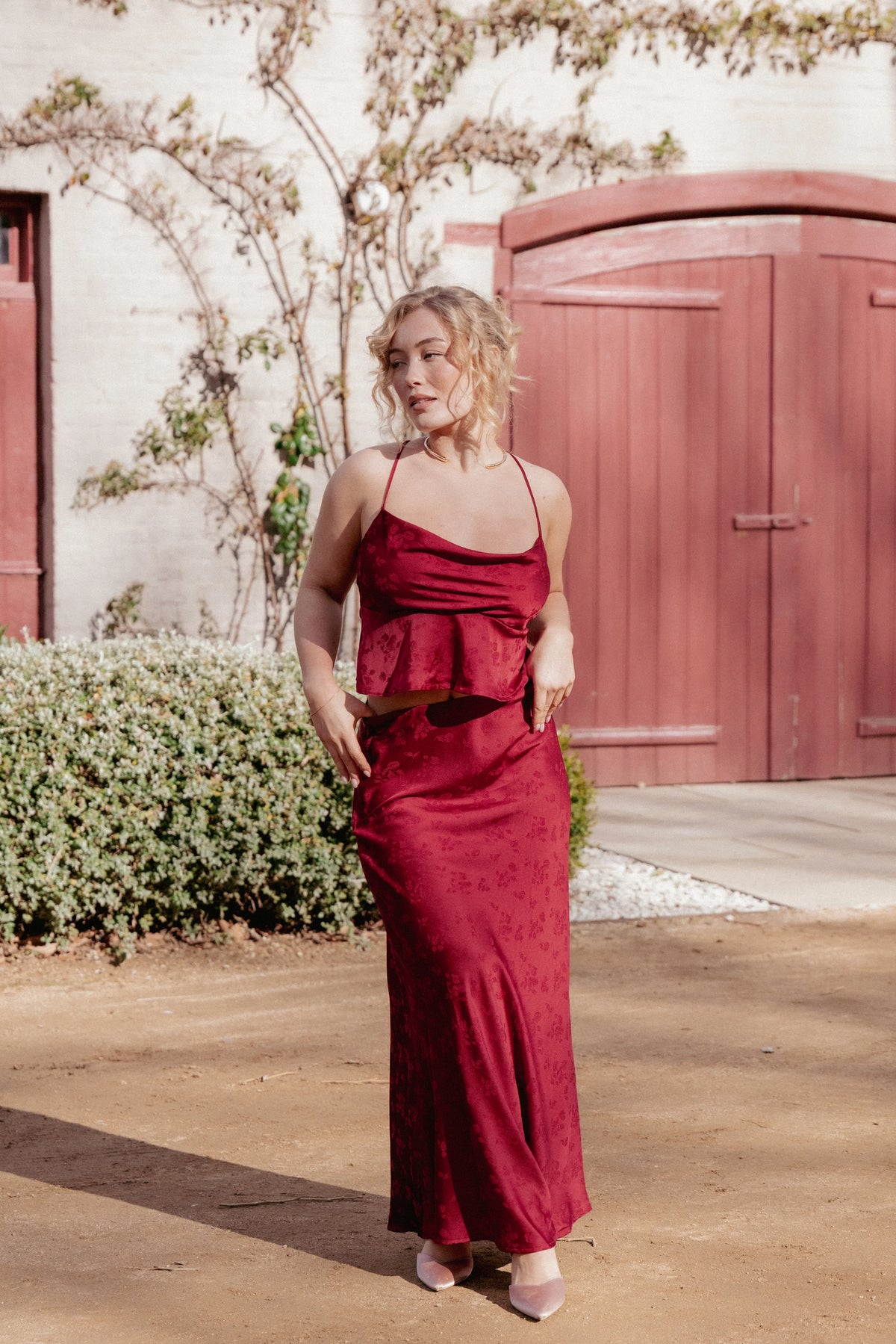 Belle Two Piece Set Burgundy