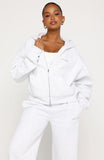 Test Drive Boxy Zip Front Hoodie Grey Marle