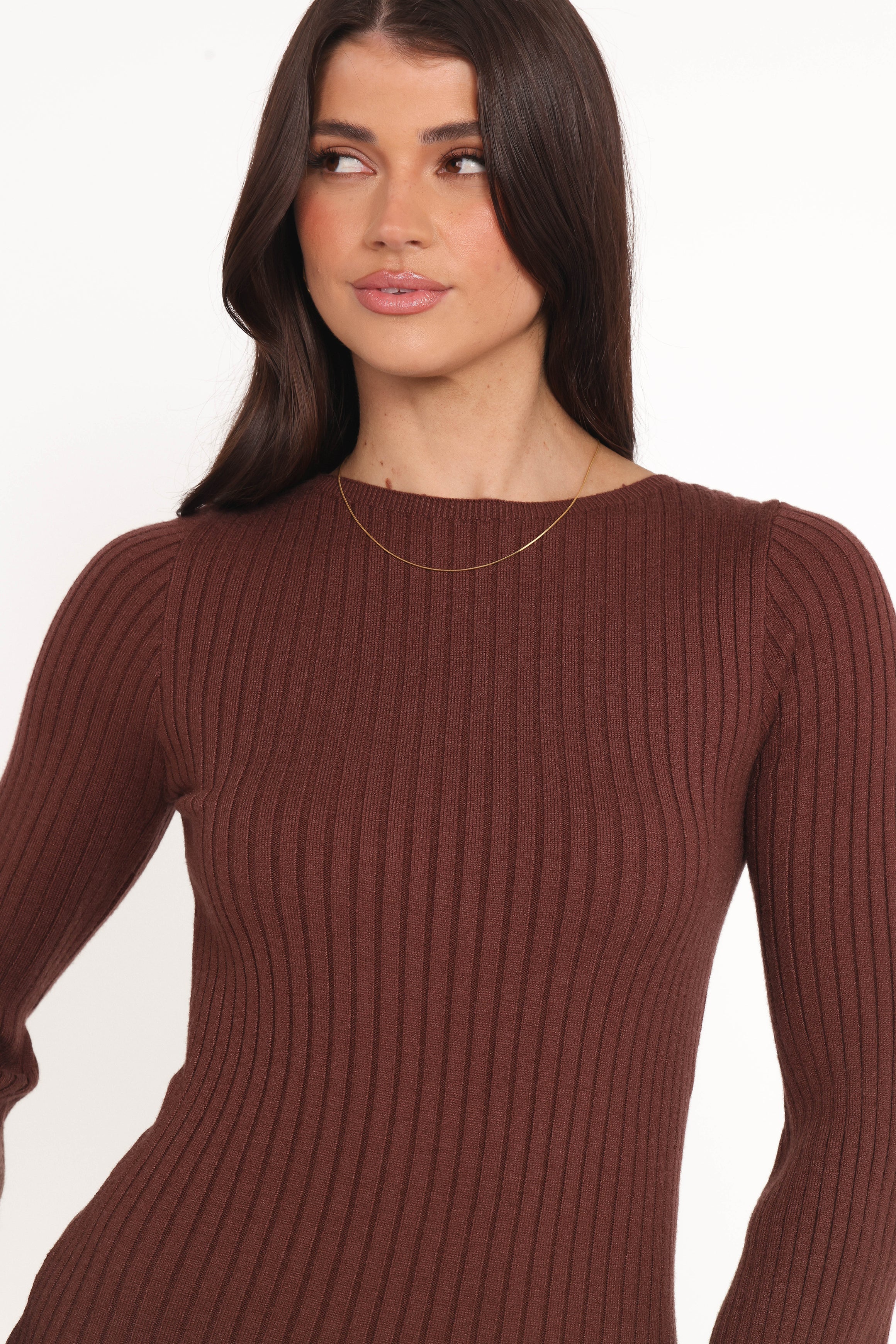 Jovan Long Sleeve Mini Dress Mocha Beige