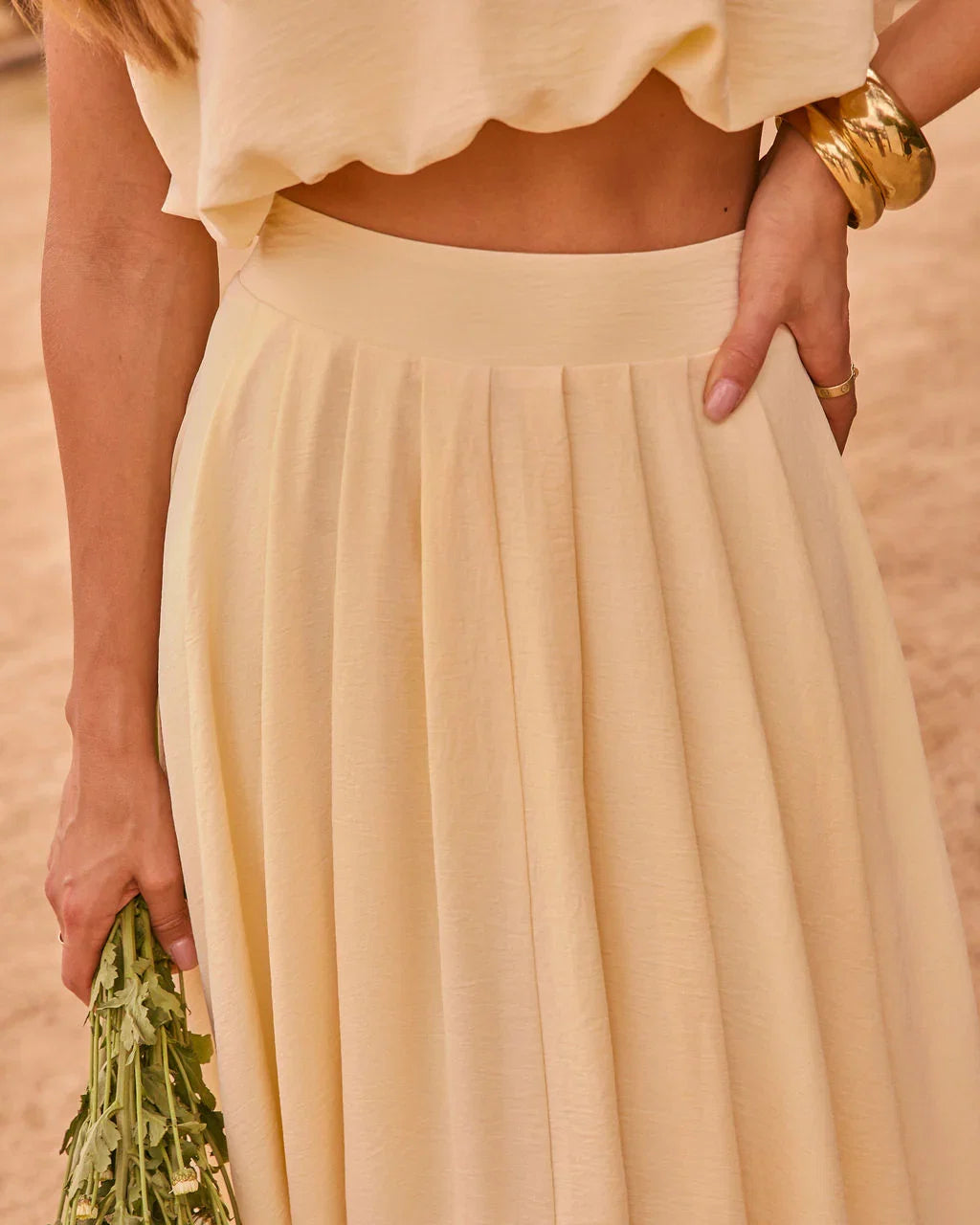 Opening Note Pleated Midi Skirt