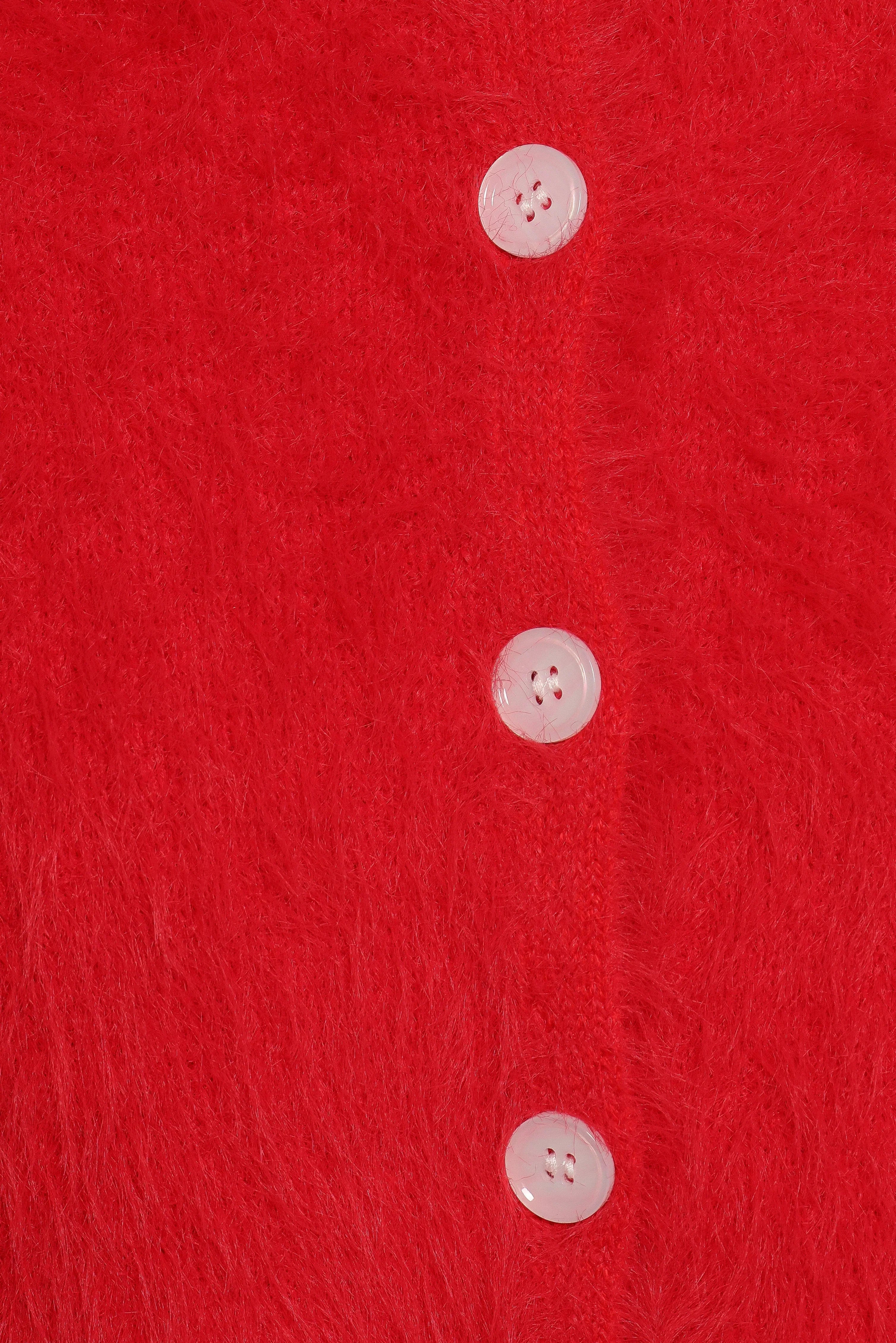 Tavan Crop Button Front Cardigan Red