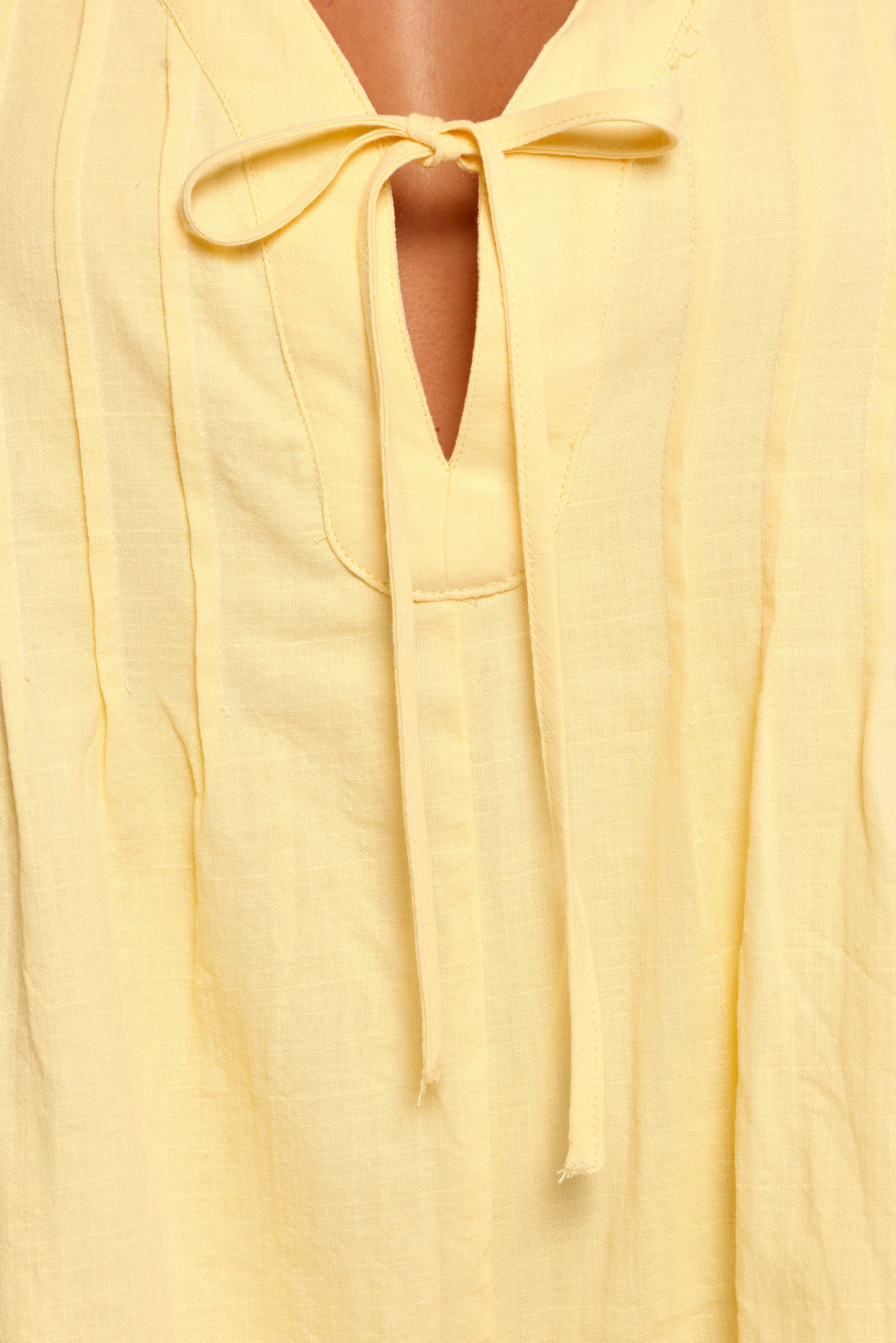 Kallie Tie Front Romper Butter Yellow