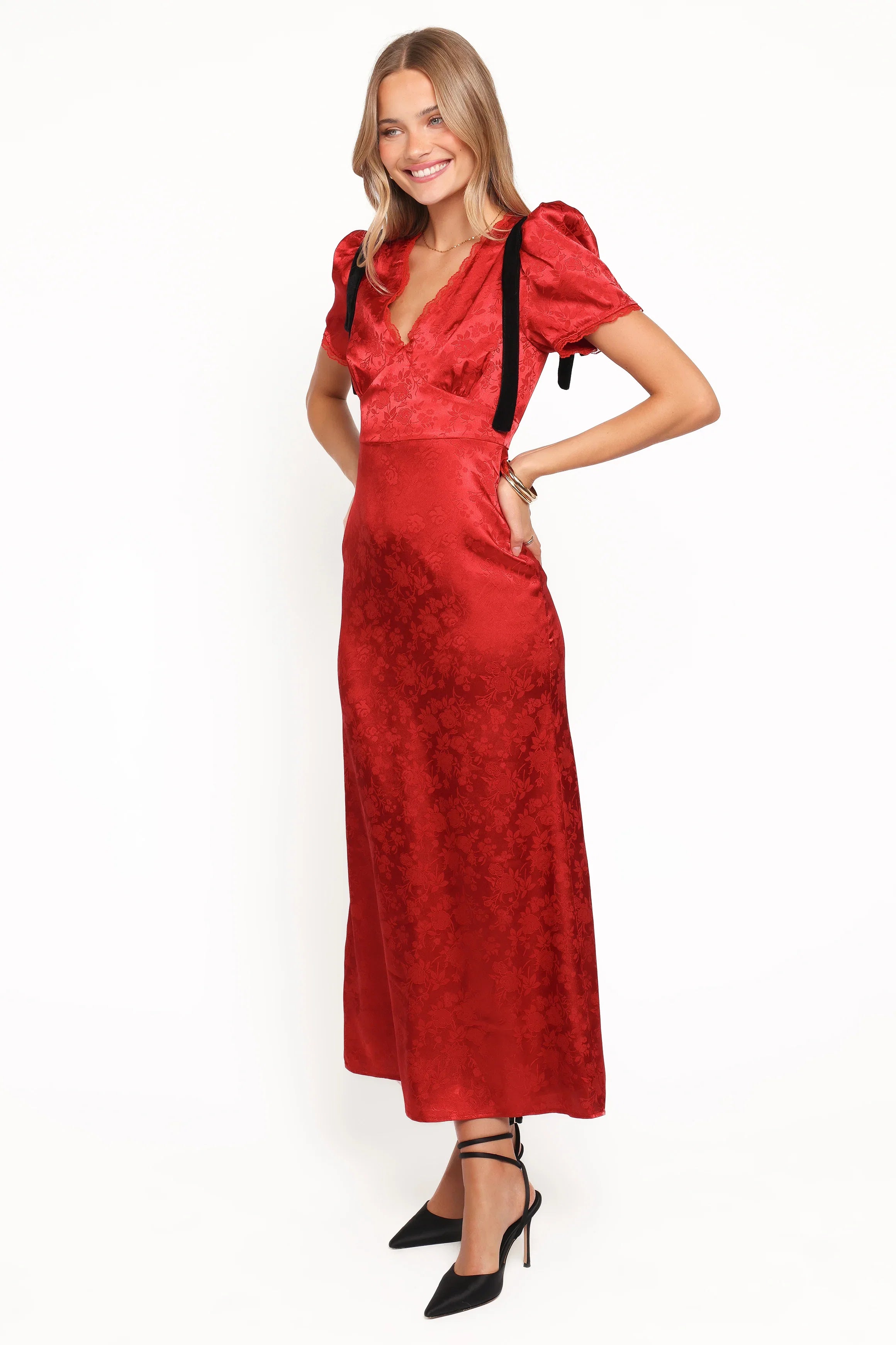 Lomandra Maxi Dress Red Jacquard