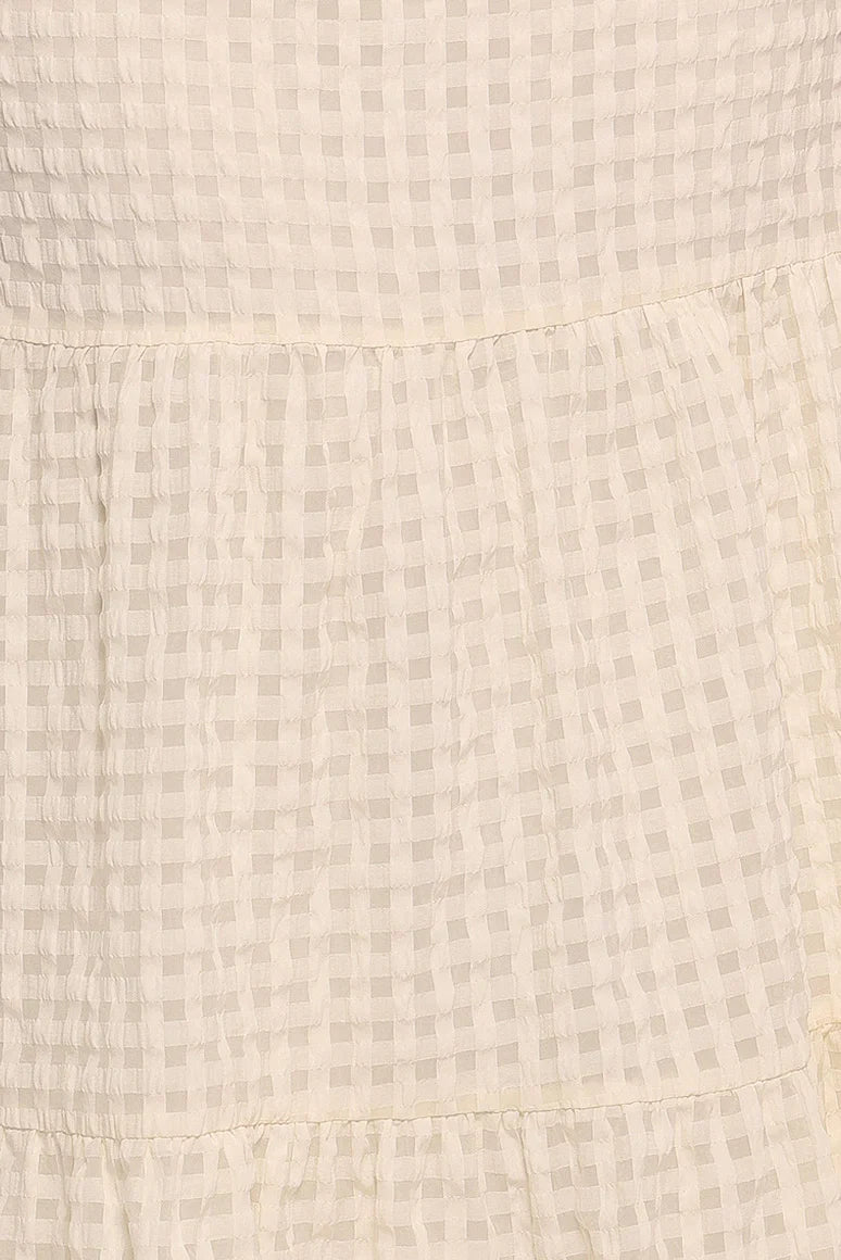 Farica Gingham Midi Skirt Cream
