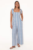 Ella Tie Shoulder Jumpsuit Blue White Stripe