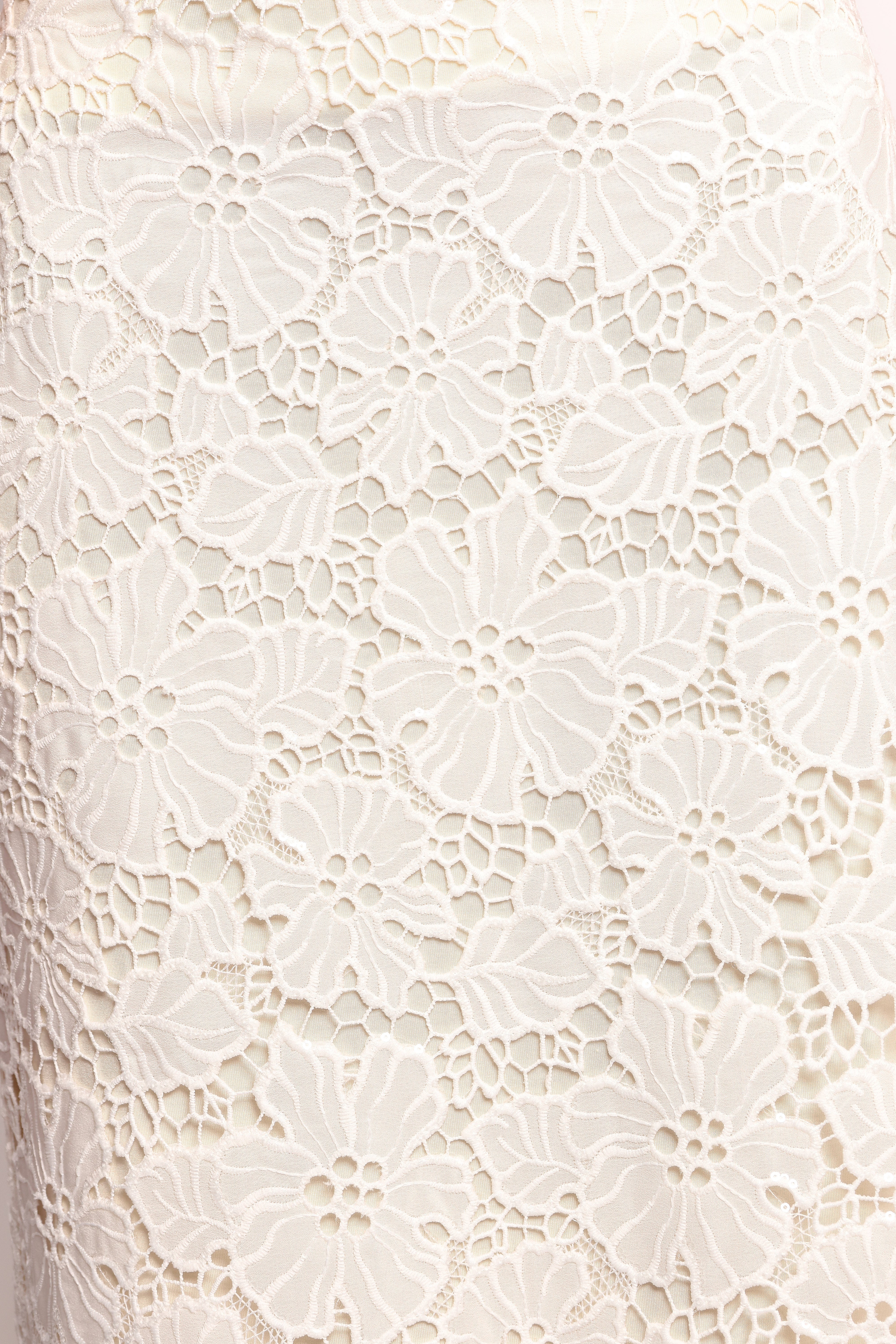 Mika Floral Lace Maxi Skirt White