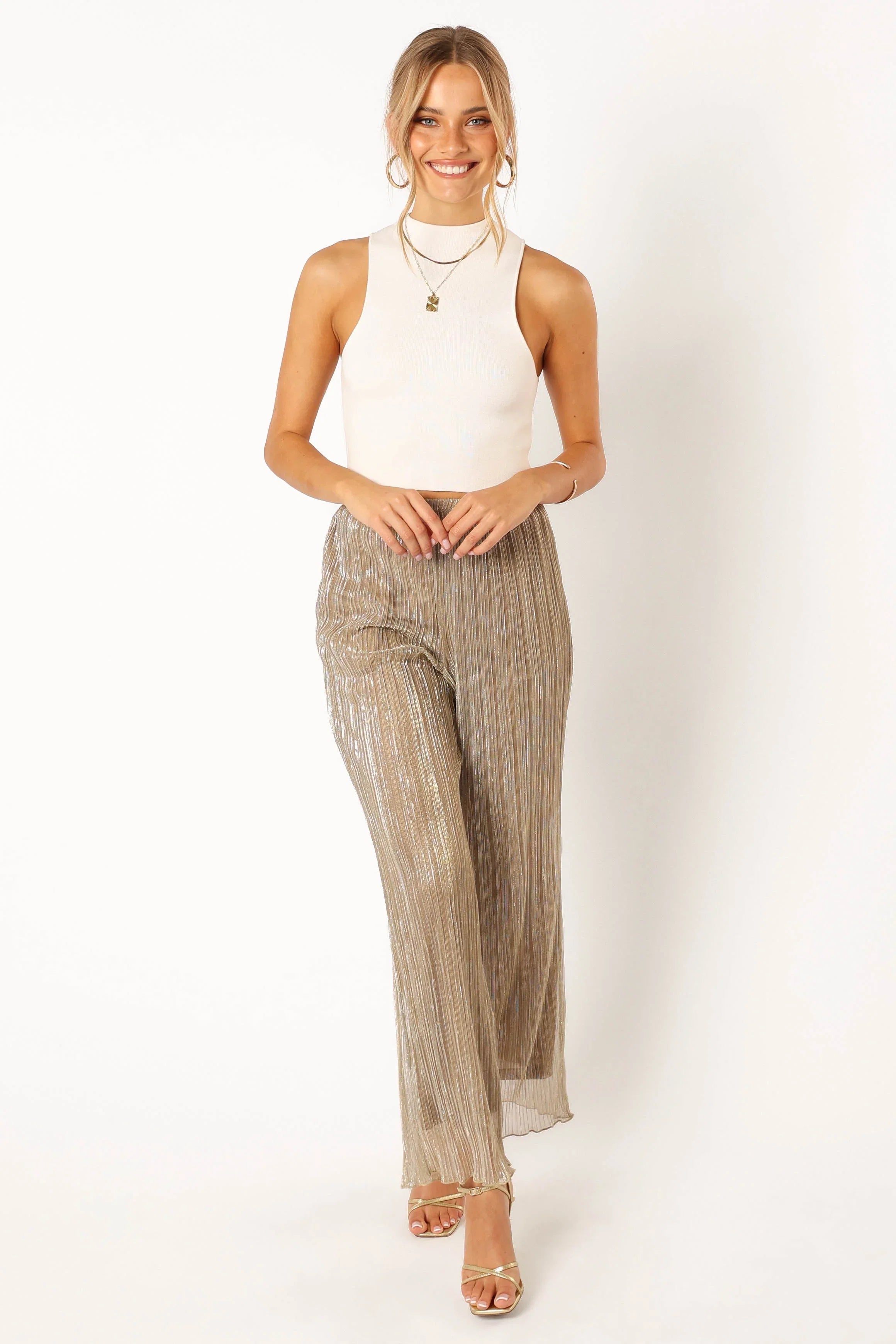 Walker Plisse Pants Silver