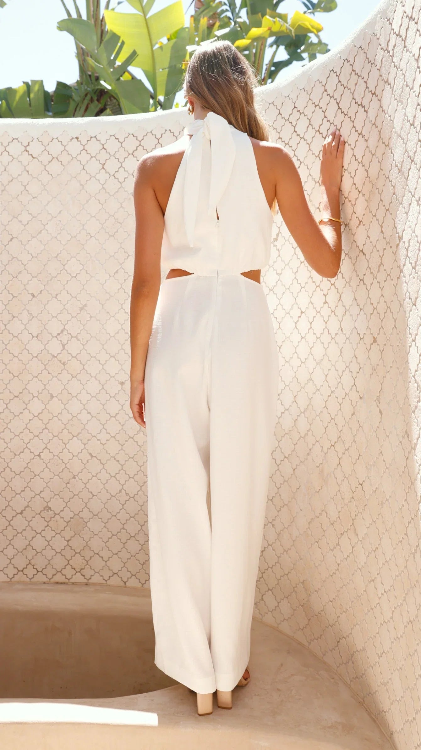 Lara Halter Neck Wide Leg Jumpsuit White