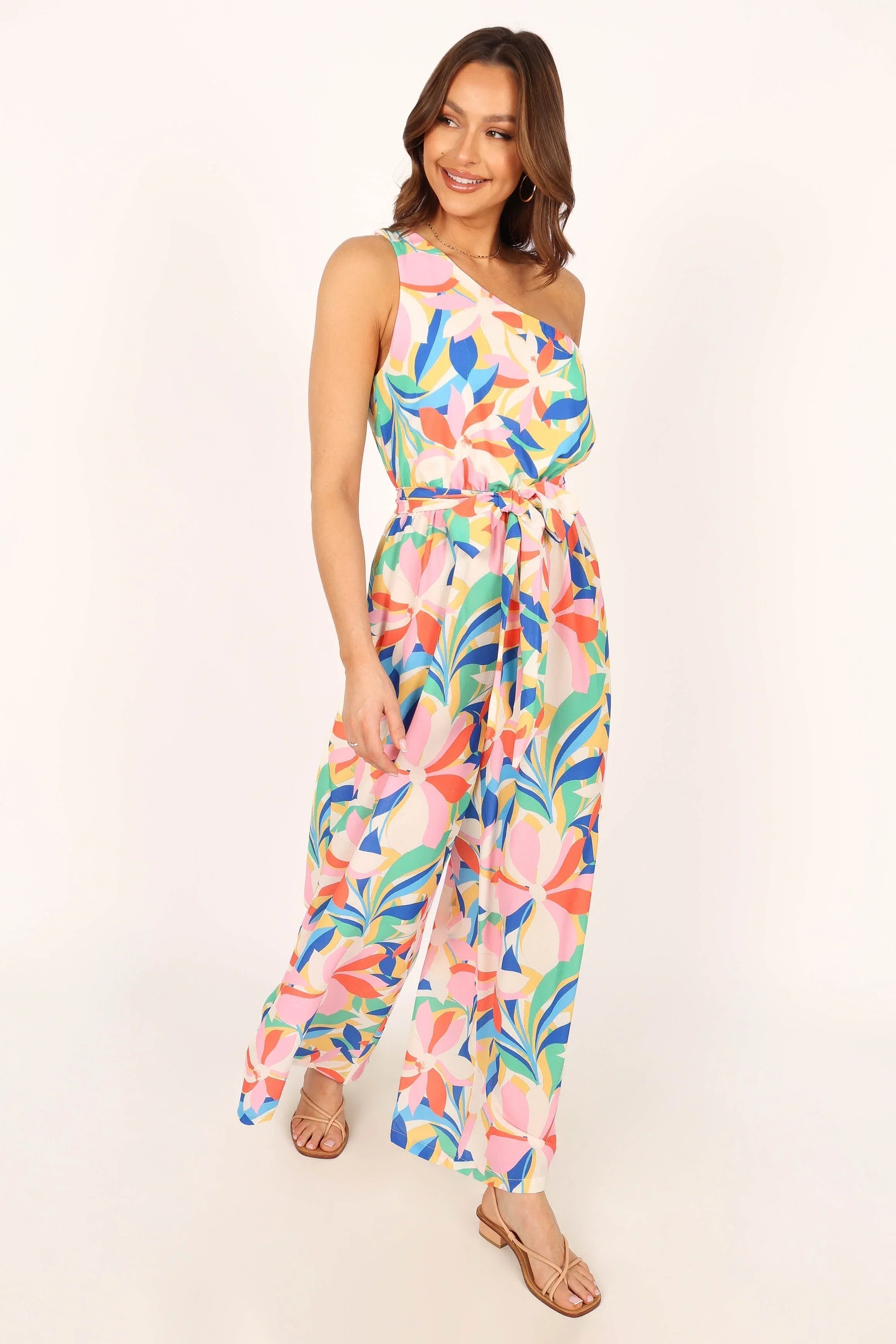 Belinda One Shoulder Jumpsuit Floral