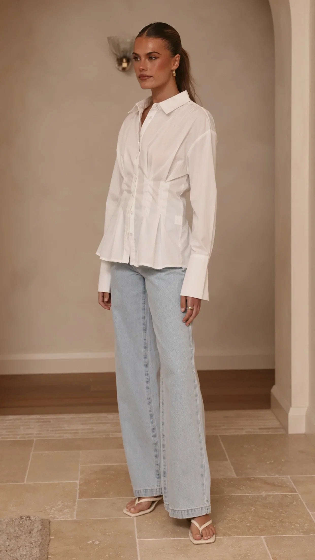Riley Long Sleeve Top White