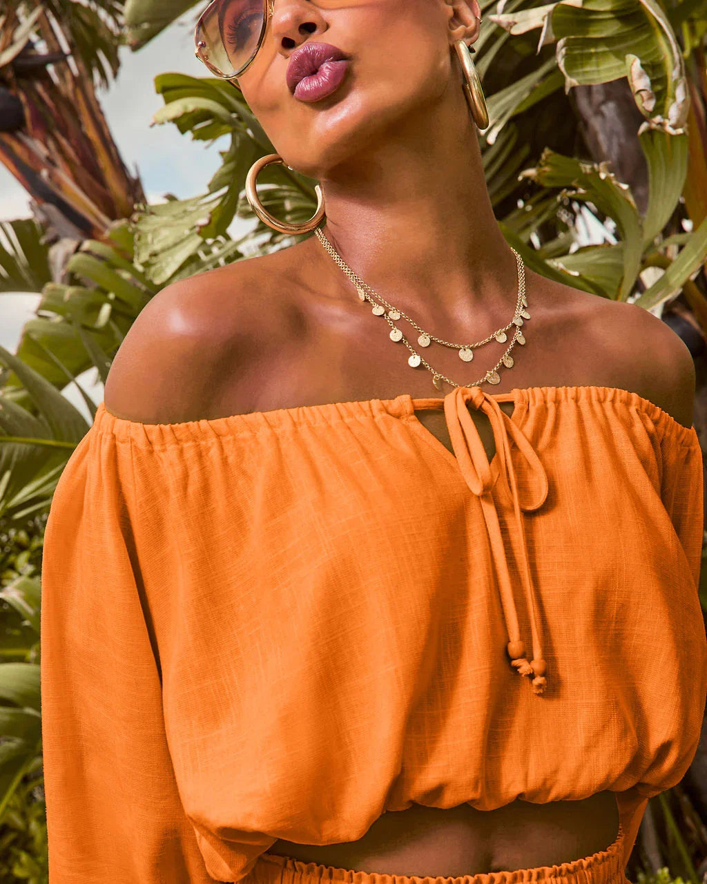 Elysia Off The Shoulder Long Sleeve Crop Top