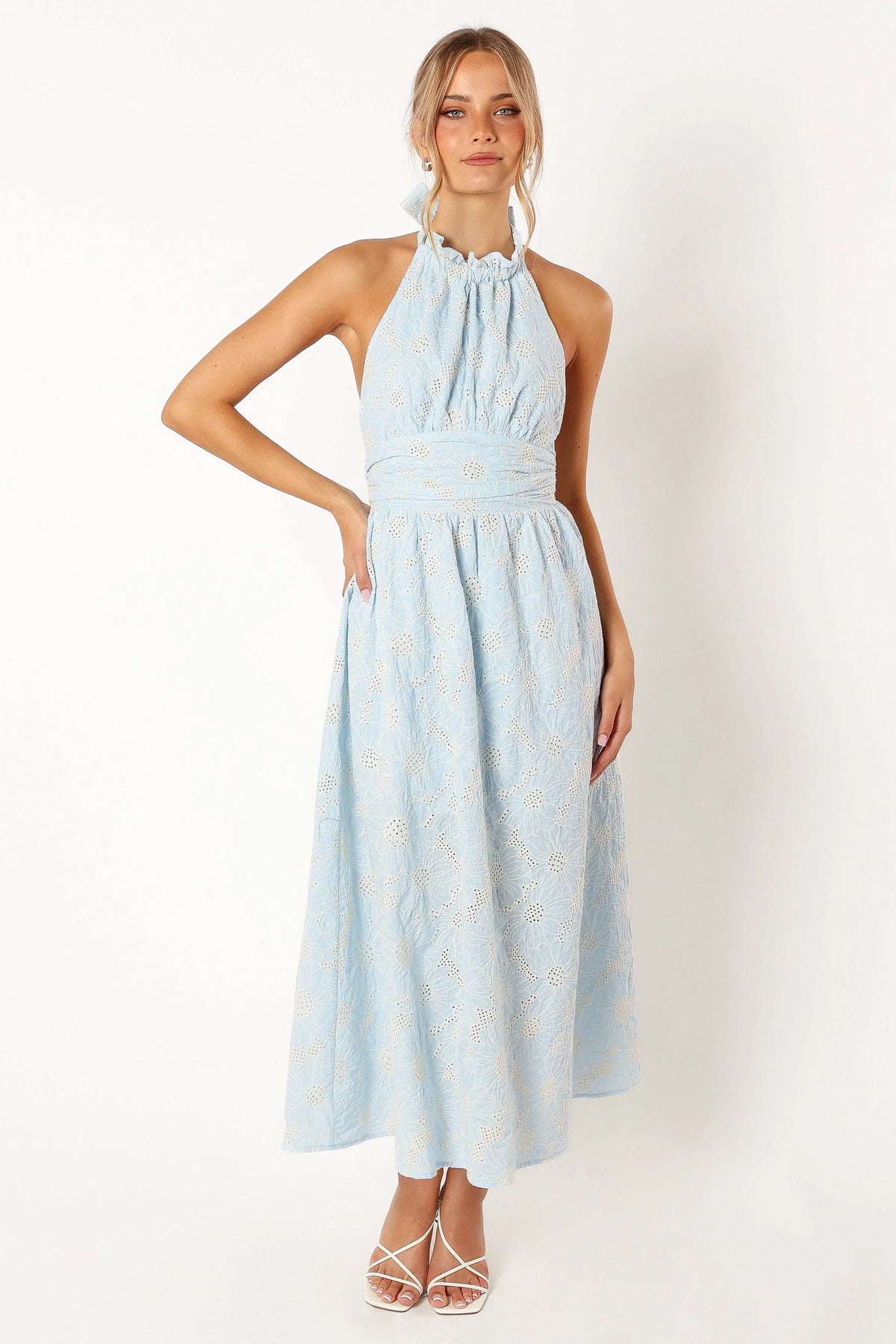 Taila Halterneck Midi Dress Blue Floral