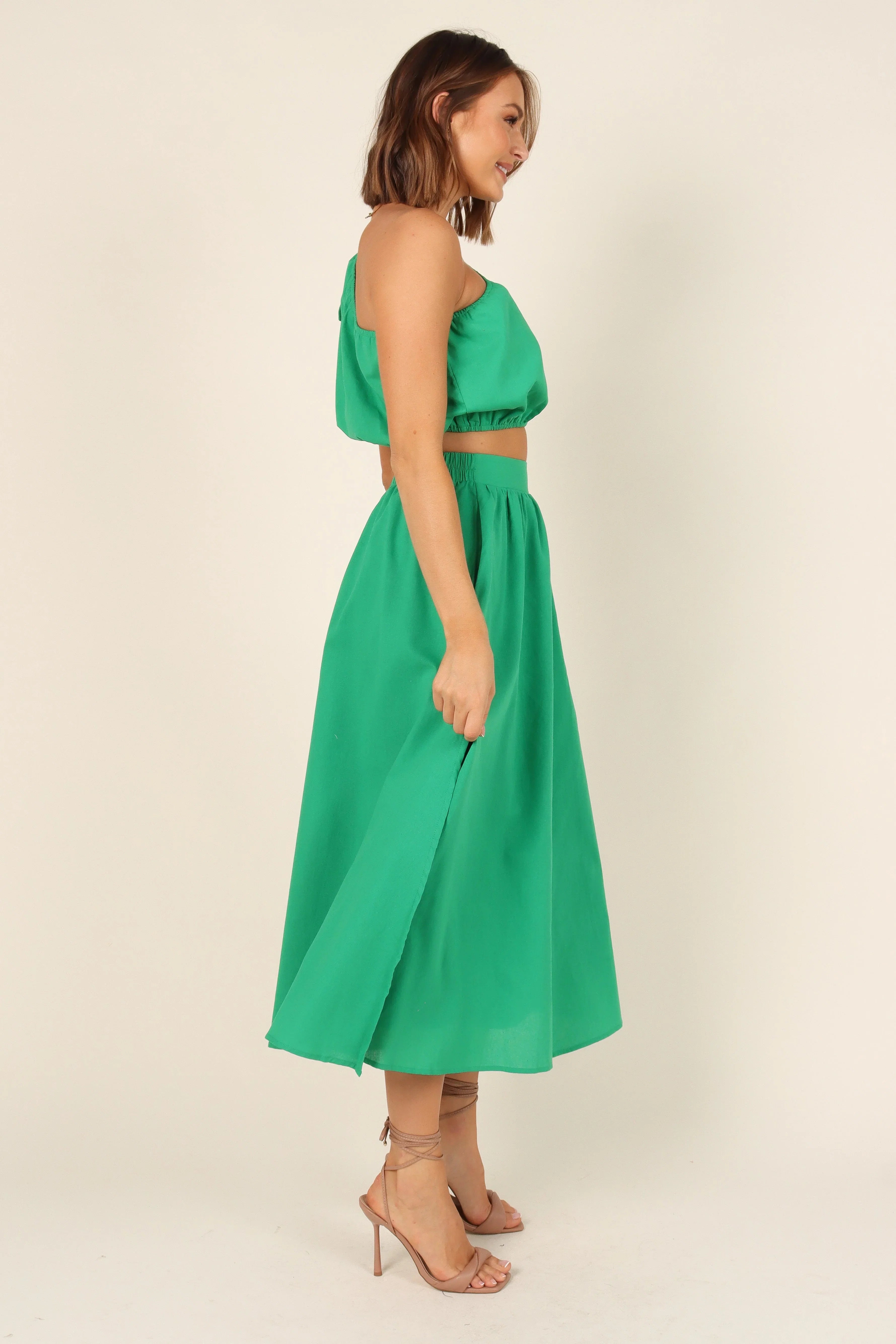 Isla One Shoulder Top Green