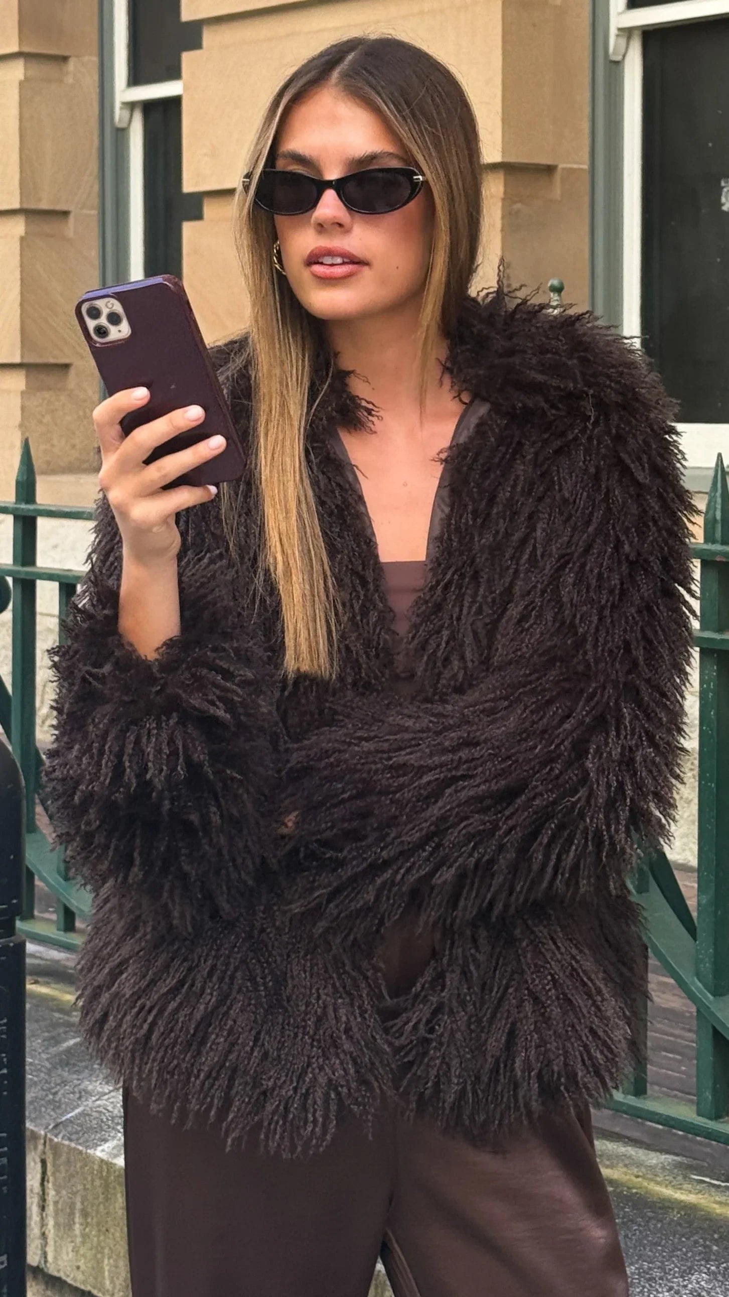 Chantelle Fur Jacket Chocolate