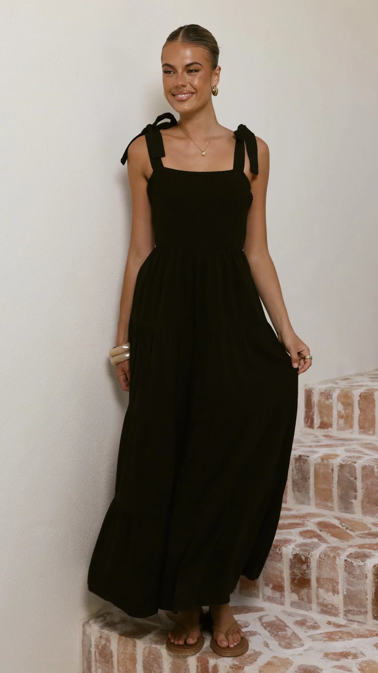 Carlina Tiered Maxi Dress Black