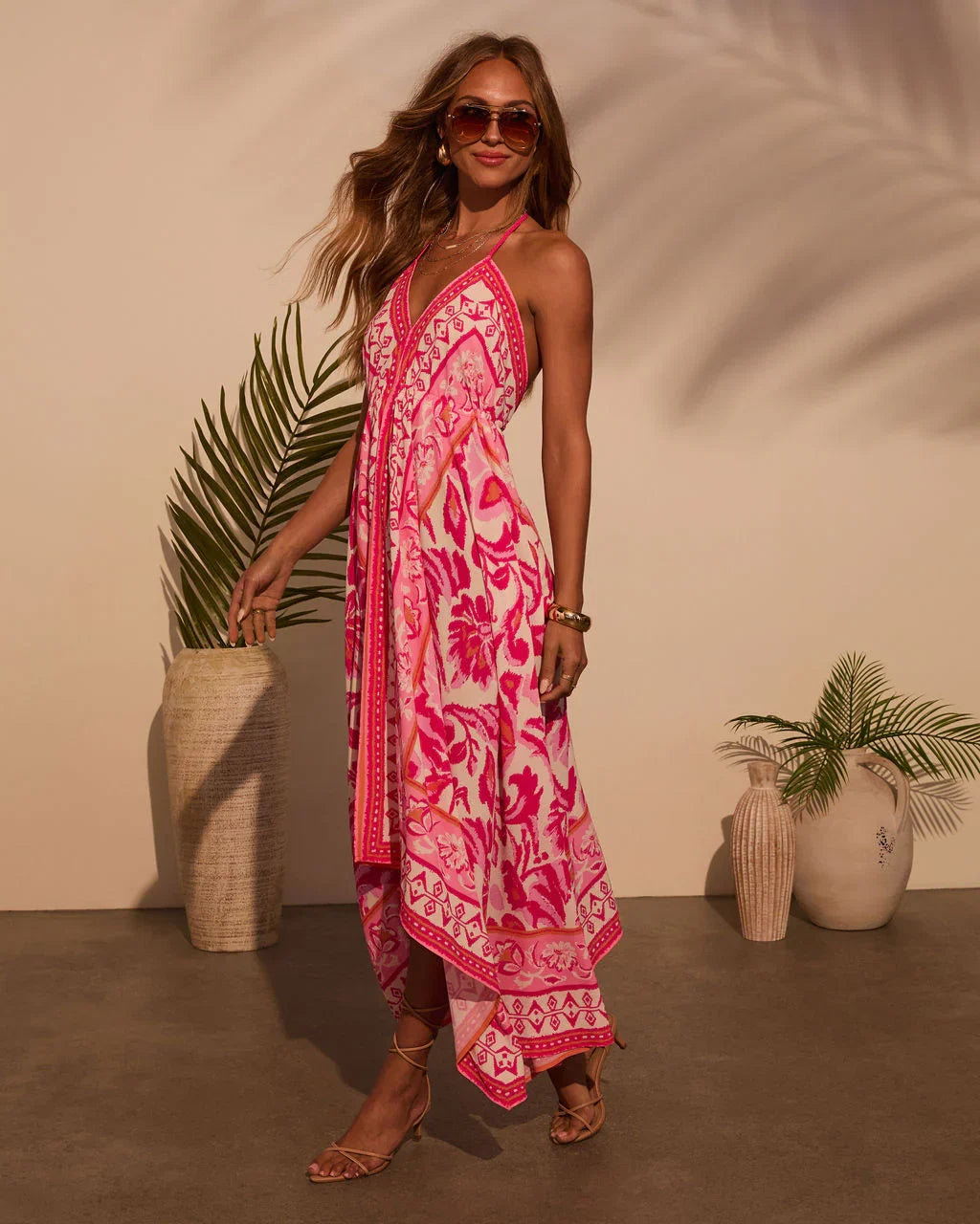 Vineyard Border Print Maxi Dress