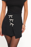 Tyra Mini Skirt With Embellished Bows Black