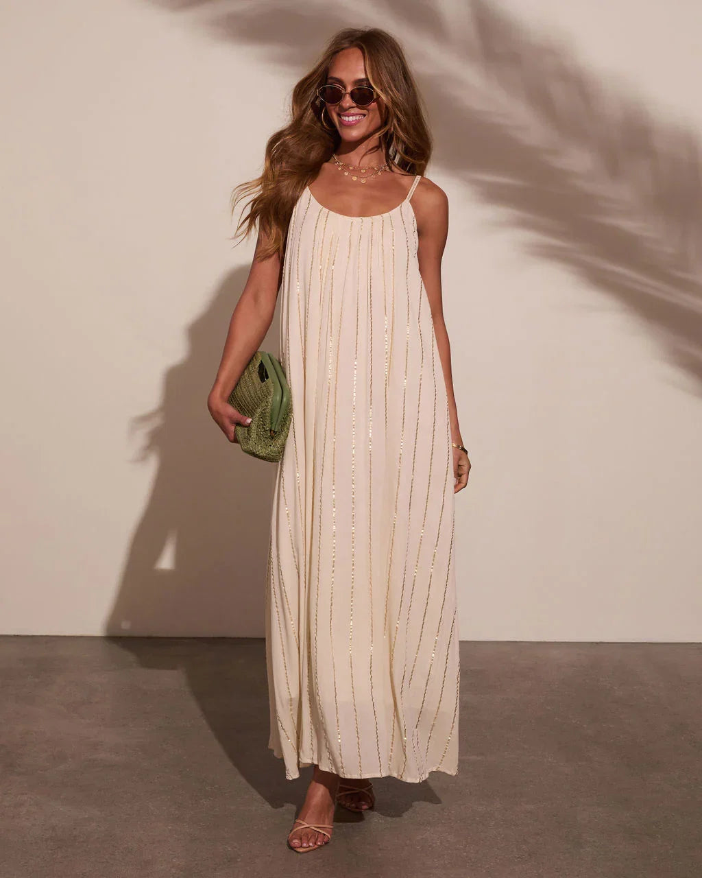 Onda Striped Metallic Maxi Dress