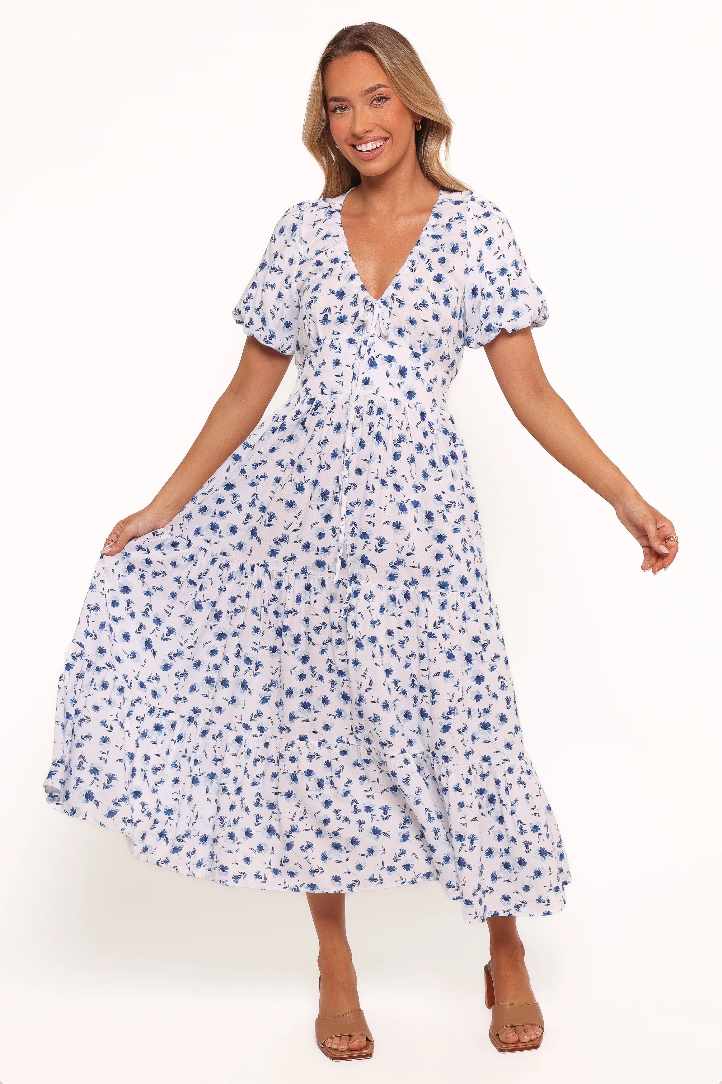 Roberts Maxi Dress Blue Ditsy Floral