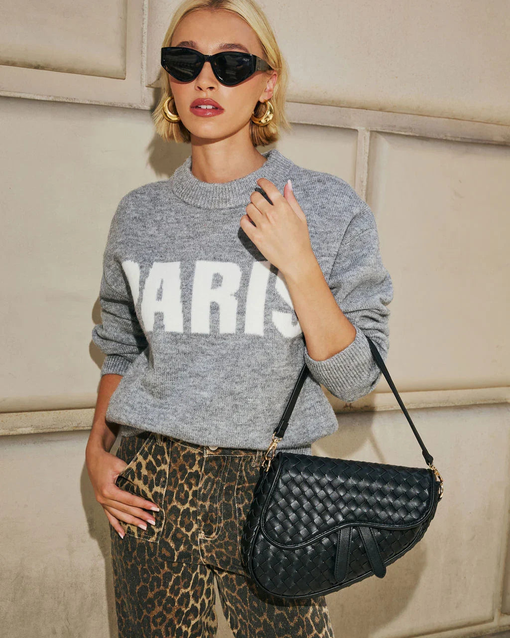 Kalila Faux Leather Woven Saddle Bag