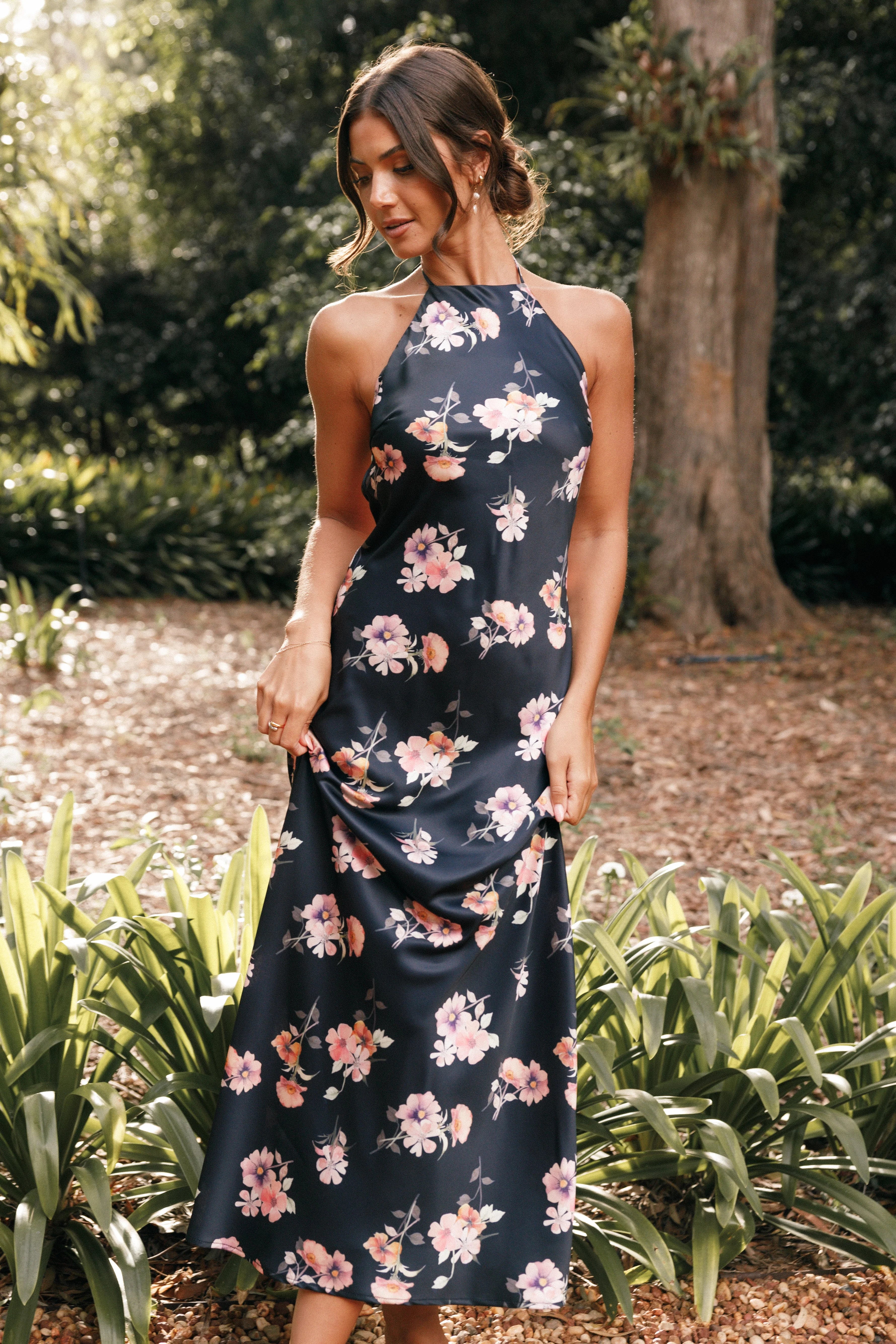 Hadley Halterneck Maxi Dress Black Floral