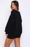Shutting It Down V Neck Oversized Sweater Black