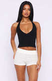 Moonshine Muse Knit Shorts White Black Polka Dot