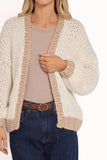 Anige Contrast Trim Cardigan Cream