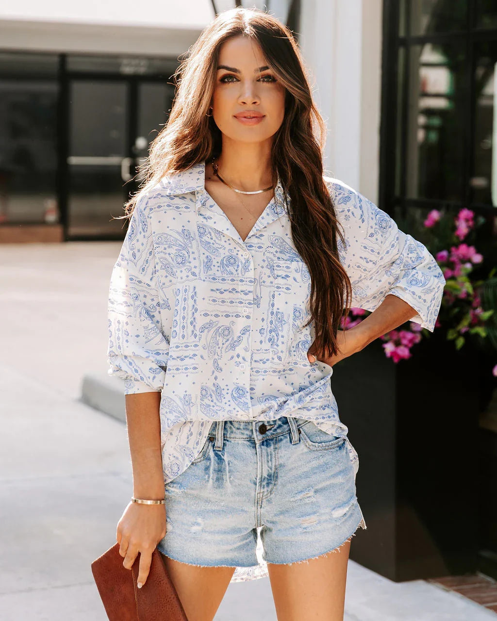 Zelda Paisley Button Down Top
