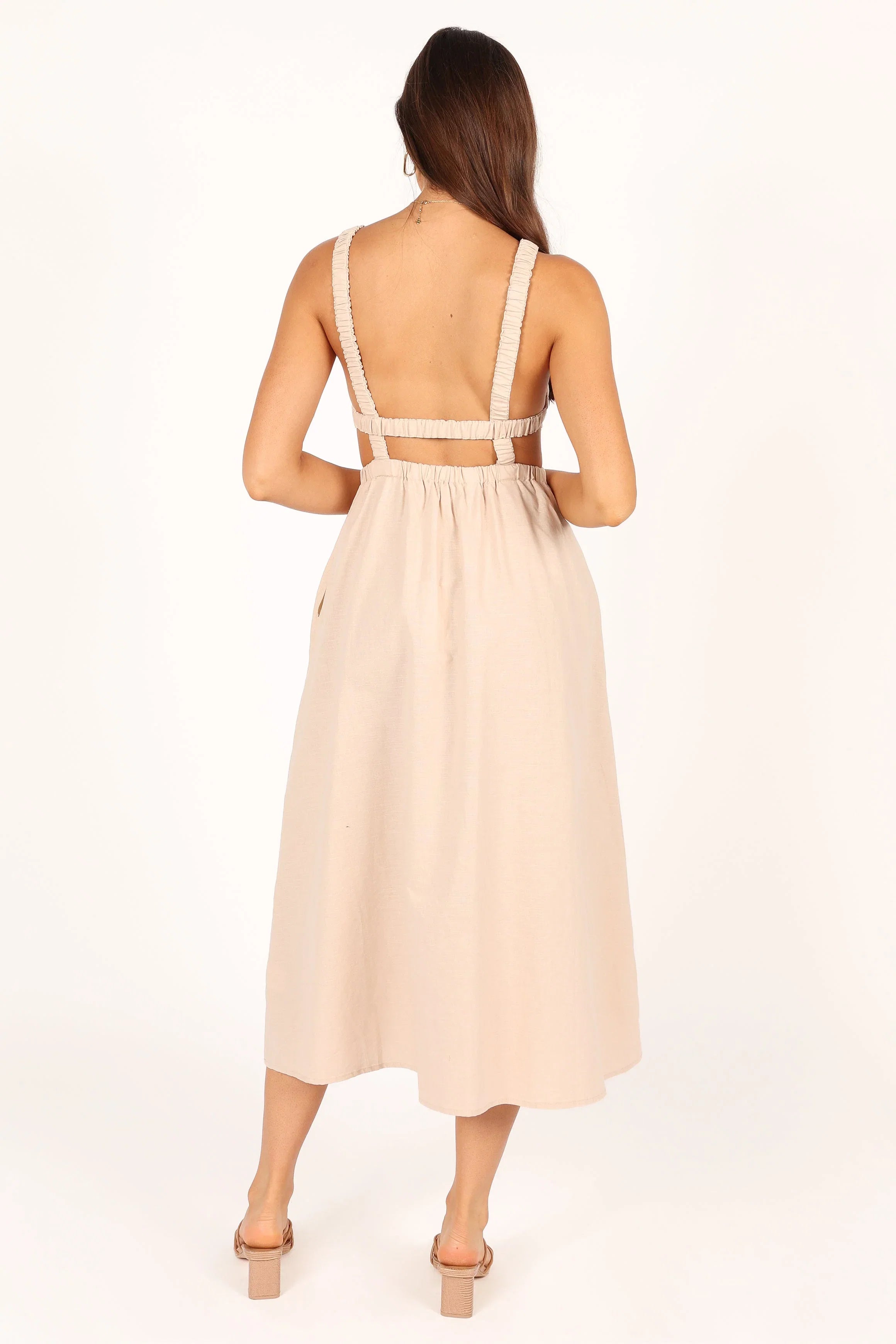 Aubrey Cutout Midi Dress Beige