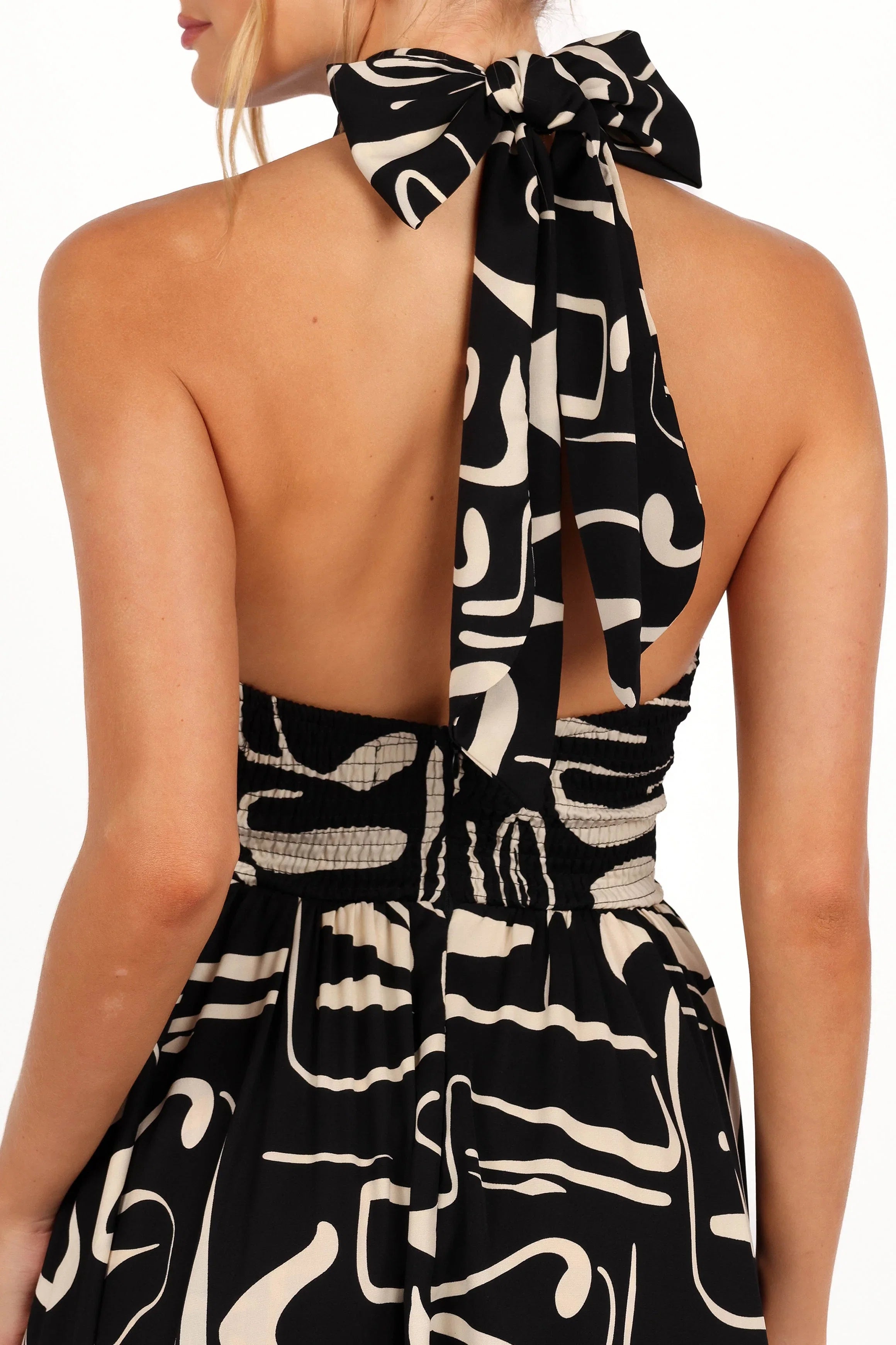 Jennifer Halterneck Maxi Dress Black White