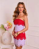 Darling Desire Tiered Lace Color Block Mini Dress