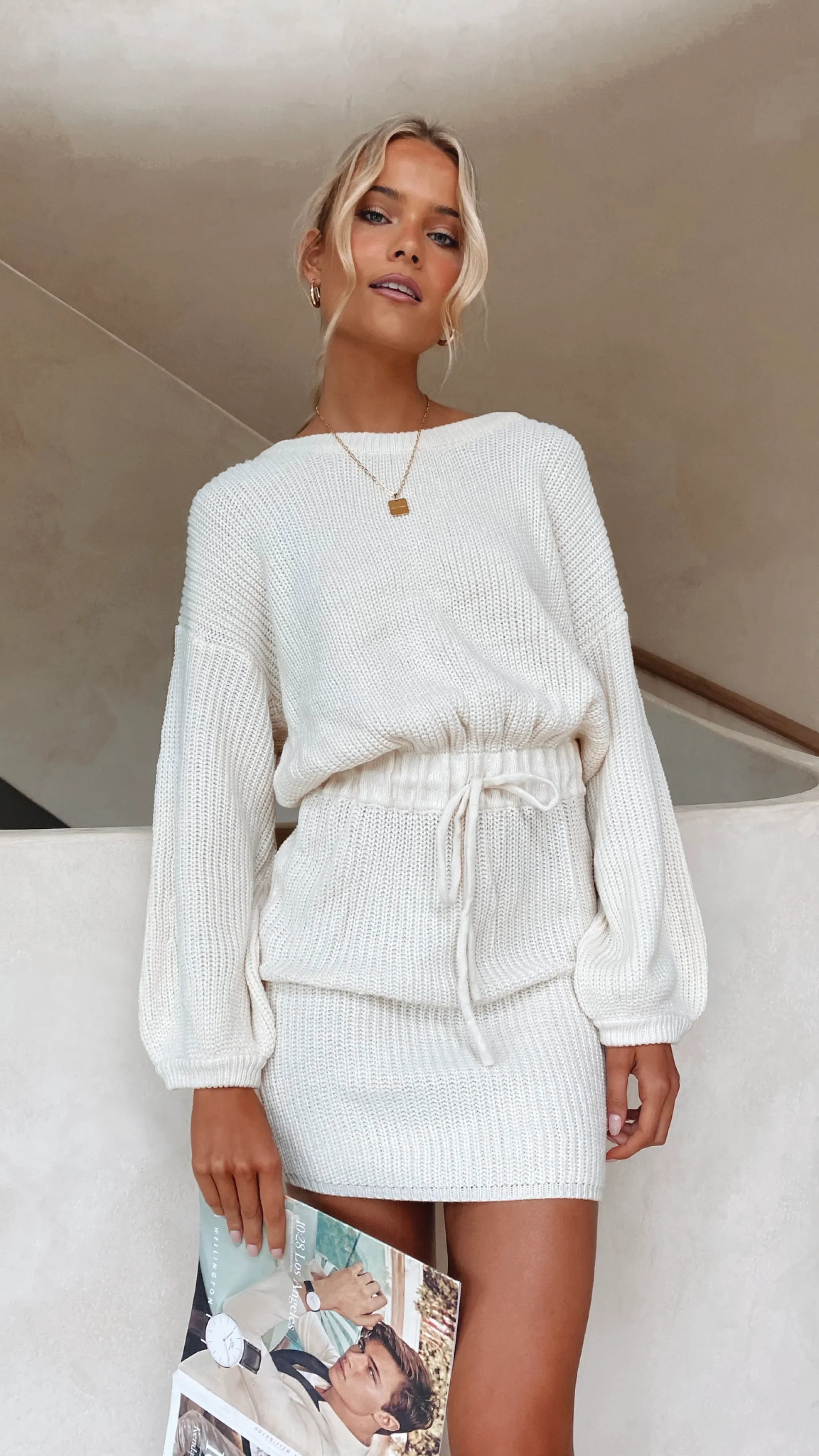 Feya Knit Mini Dress Cream