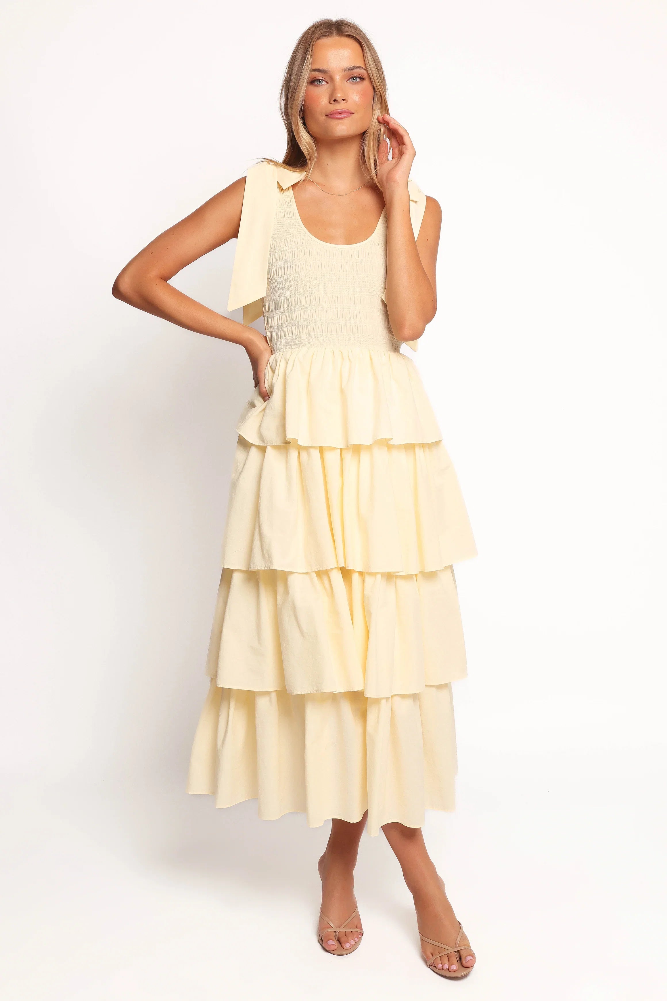 Raphael Tiered Maxi Dress Yellow