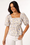 Celia Top Ivory Blue