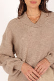 Carly Collar Knit Sweater Oatmeal