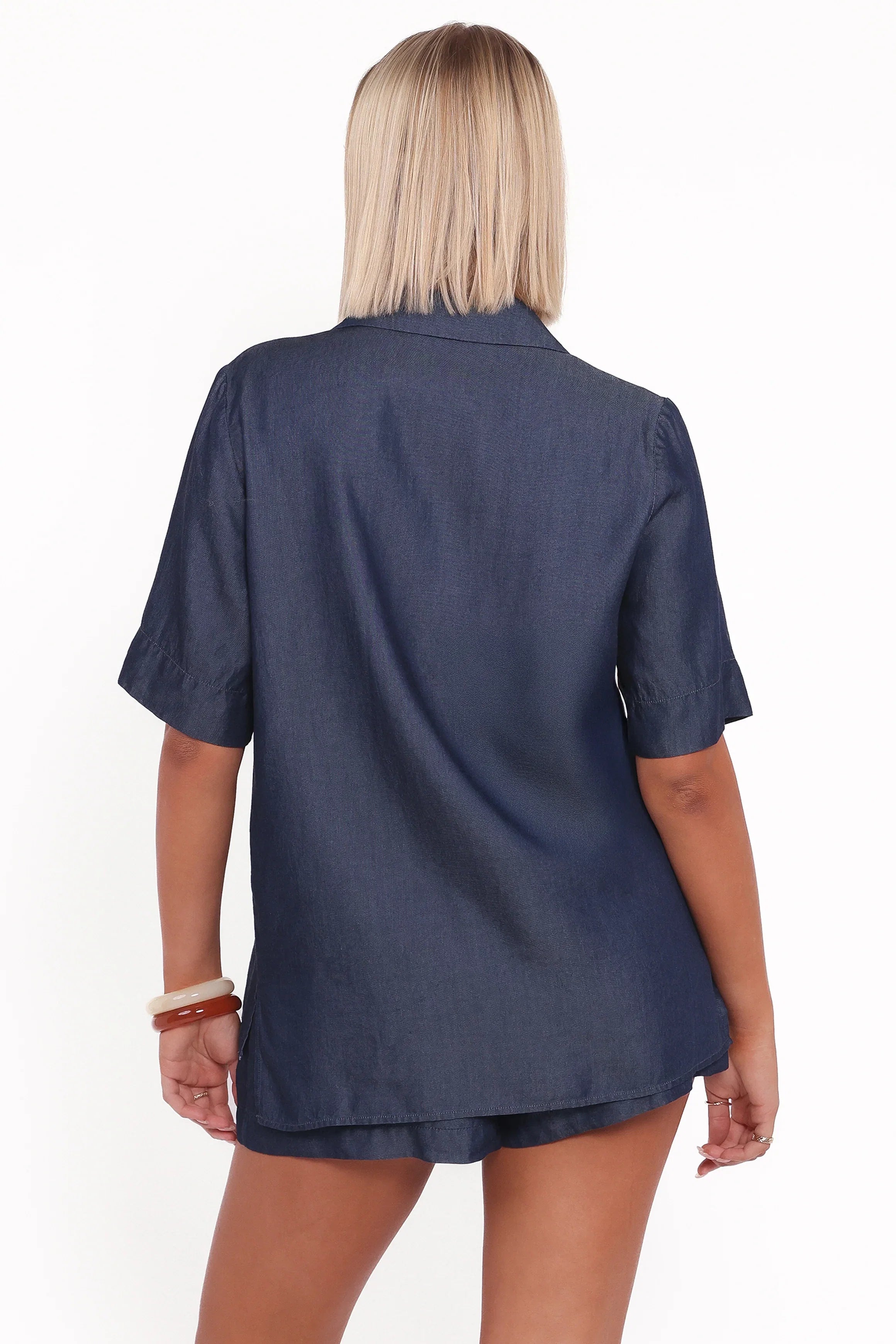 Aaliyah Chambray Shorts Dark Wash