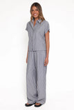 Melanie Pant Set Charcoal Stripe