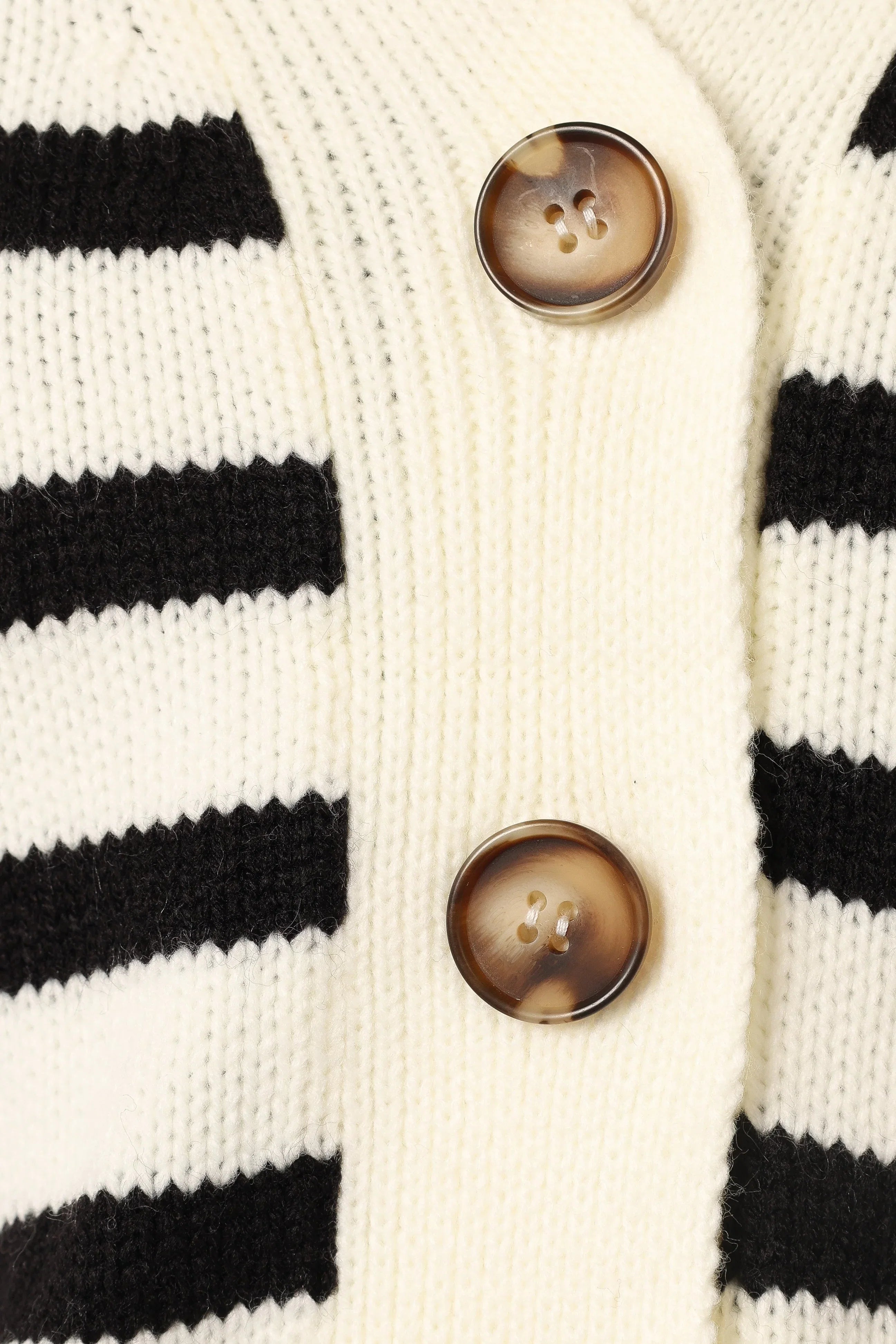 Kallen Button Front Striped Cardigan Cream Black