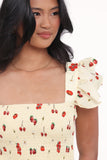 Remira Smocked Ruffle Top Yellow Cherry